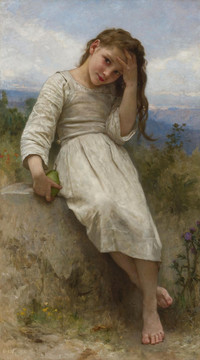 威廉·阿道夫·布格罗拿梨子的小女孩油画