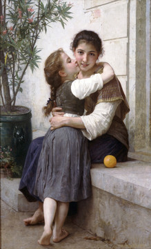 威廉·阿道夫·布格罗母女肖像油画