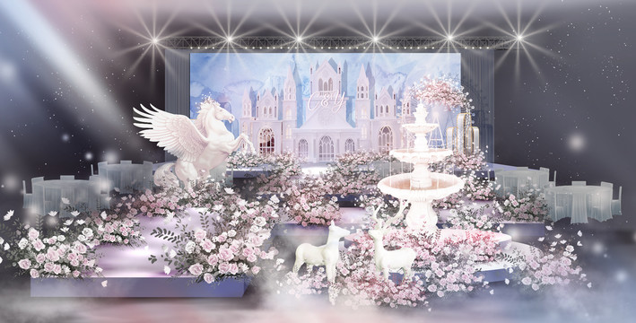 粉蓝色城堡梦幻婚礼