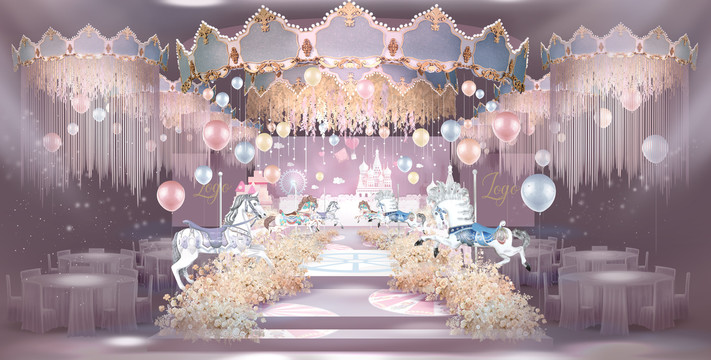 粉色公主风婚礼仪式区