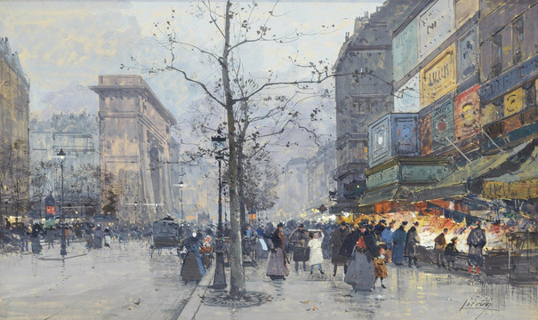 加林拉洛冬天巴黎城市街道油画