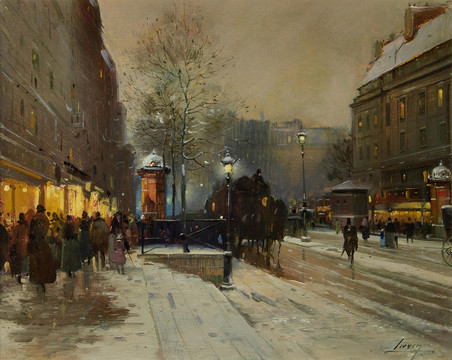 加林拉洛冬天巴黎街道油画