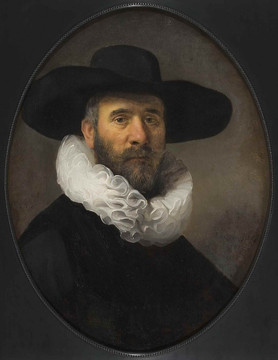 伦勃朗西方贵族男子肖像油画