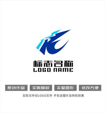 K字母标志飞鸟箭头logo