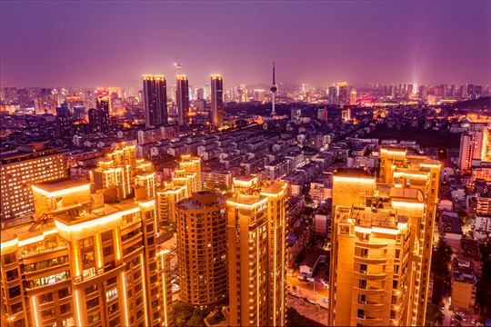 航拍徐州城市夜景