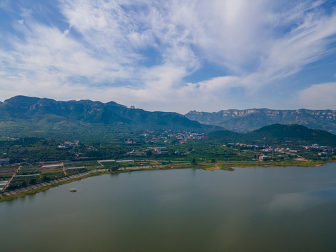 航拍济南卧虎山水库04