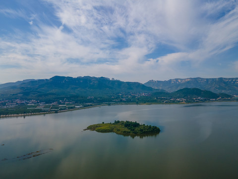 航拍济南卧虎山水库09