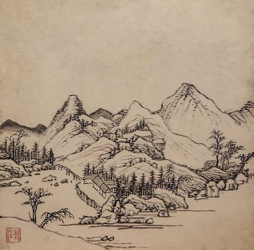 弘仁清代山水风景国画