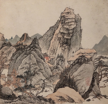 弘仁清代山水画