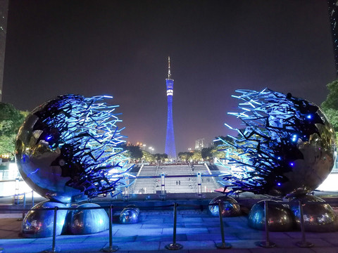 广州地标电视塔小蛮腰夜景