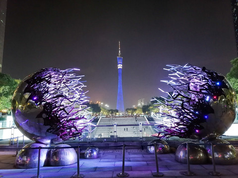 广州地标电视塔小蛮腰夜景