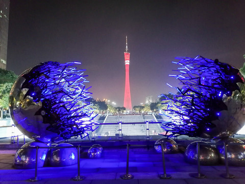 广州地标电视塔小蛮腰夜景