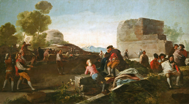 戈雅郊外的巨石和休息的人们油画