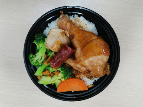 外卖大鸡腿饭快餐卤鸡腿饭盒饭