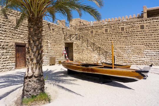 迪拜沙滩城墙棕榈树