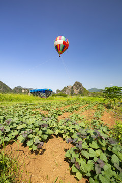 九龙峰林景区内的热气球