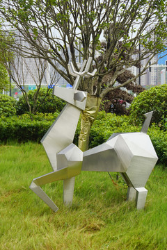 城市园林梅花鹿雕塑
