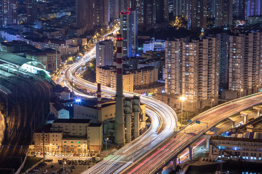 城市高架桥夜景