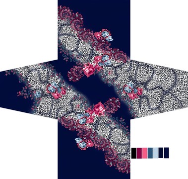 数码印花豹纹花定位印花高清分色