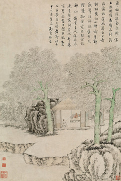 文点碧梧高士图