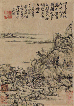 吴历草堂烟波图