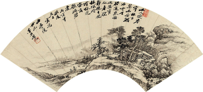 吴历溪山策杖