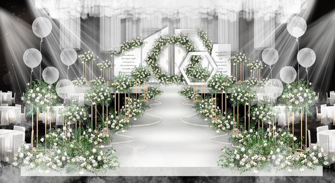 白绿婚礼效果图
