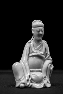 明代德化窑李白陶瓷坐像