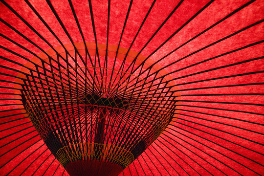 日本东京传统红伞特写