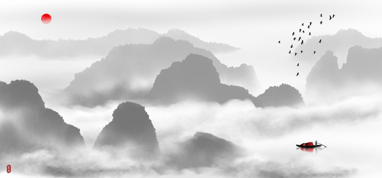 中式水墨山水