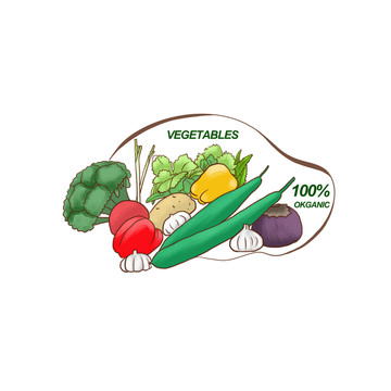 有机蔬菜手绘插画