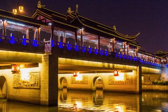 苏州人民桥夜景