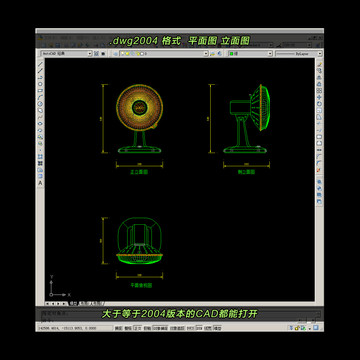 电热扇CAD平面图立面图