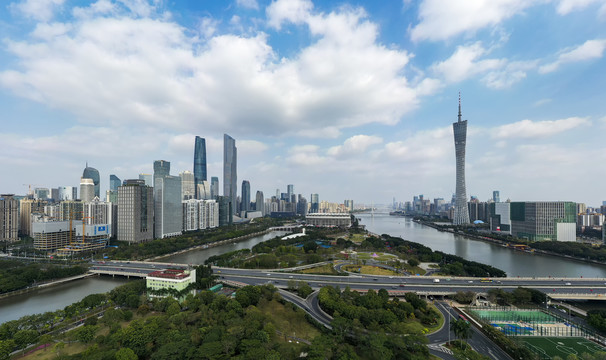航拍中国广州城市建筑风光