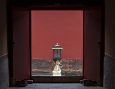 北京故宫博物院红墙宫灯