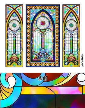教堂玻璃图组合屏风