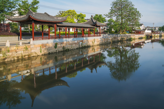 中国苏州怡庄古镇建筑和旅游风光