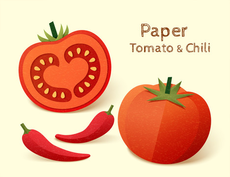 西红柿和辣椒艺术设计元素