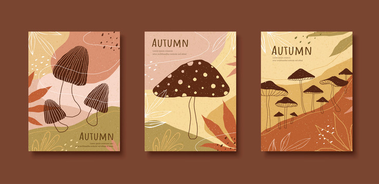 秋季蘑菇背景设计海报