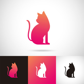 猫咪形状剪影设计logo
