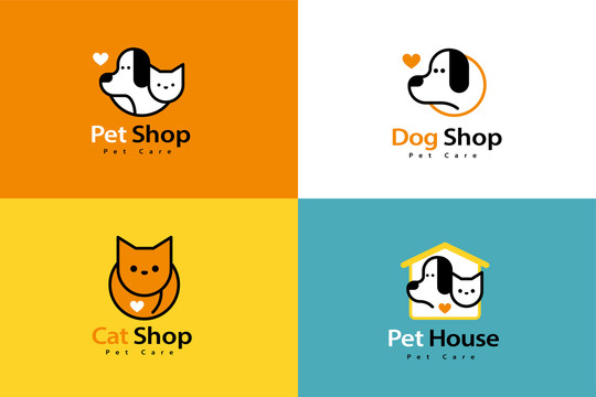 宠物店猫狗创意设计logo
