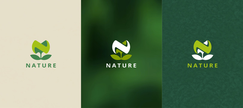 天然绿色系名片商标设计