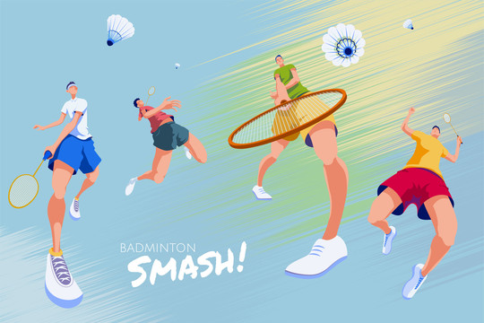 羽毛球运动比赛创意插图