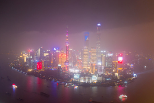 航拍上海城市夜景116