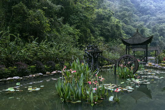 水车凉亭山水园林