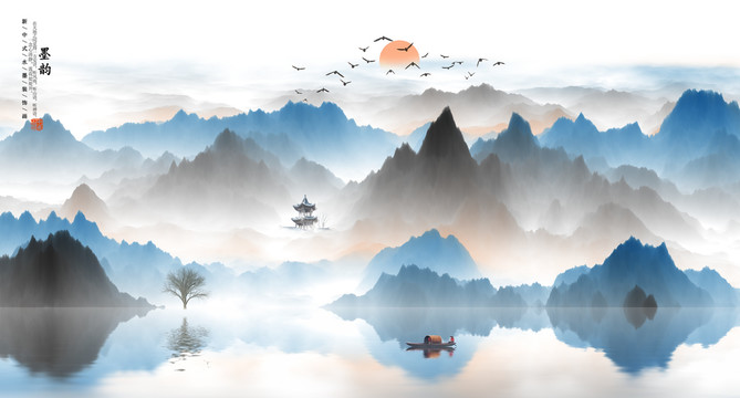意境水墨山水画