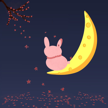 月亮兔子桃花