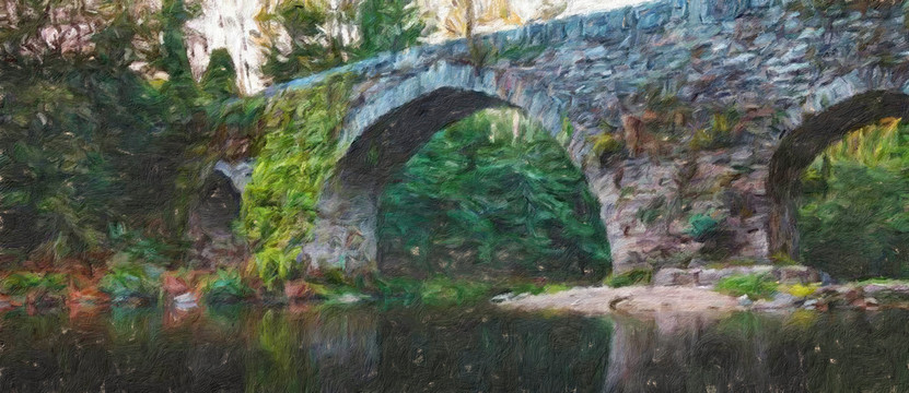 拱桥油画