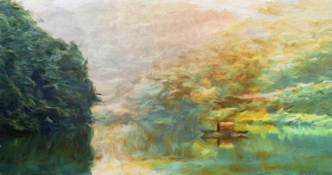 江景油画