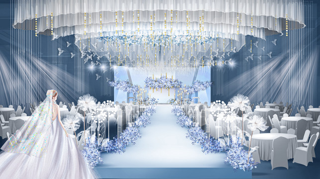 蓝色婚礼舞台设计